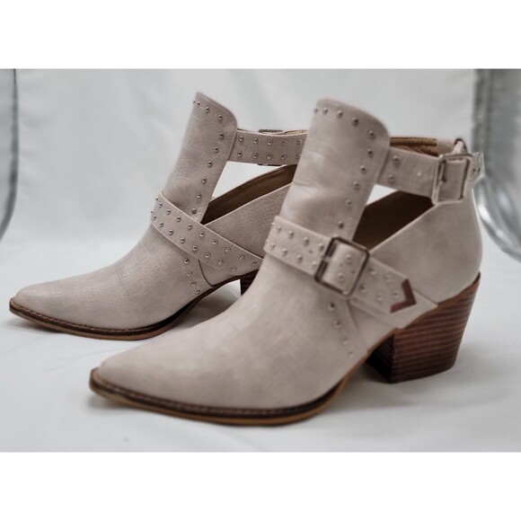 A Riber Girl Womens Emme Gray Studded Faux Croc Heeled Ankle Boots Size 8.5 US - Picture 7 of 10